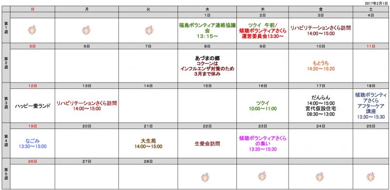 1701傾聴さくら活動一覧